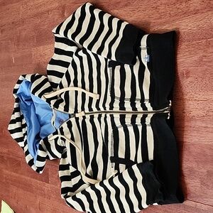 Boy's black and white striped hoodie
